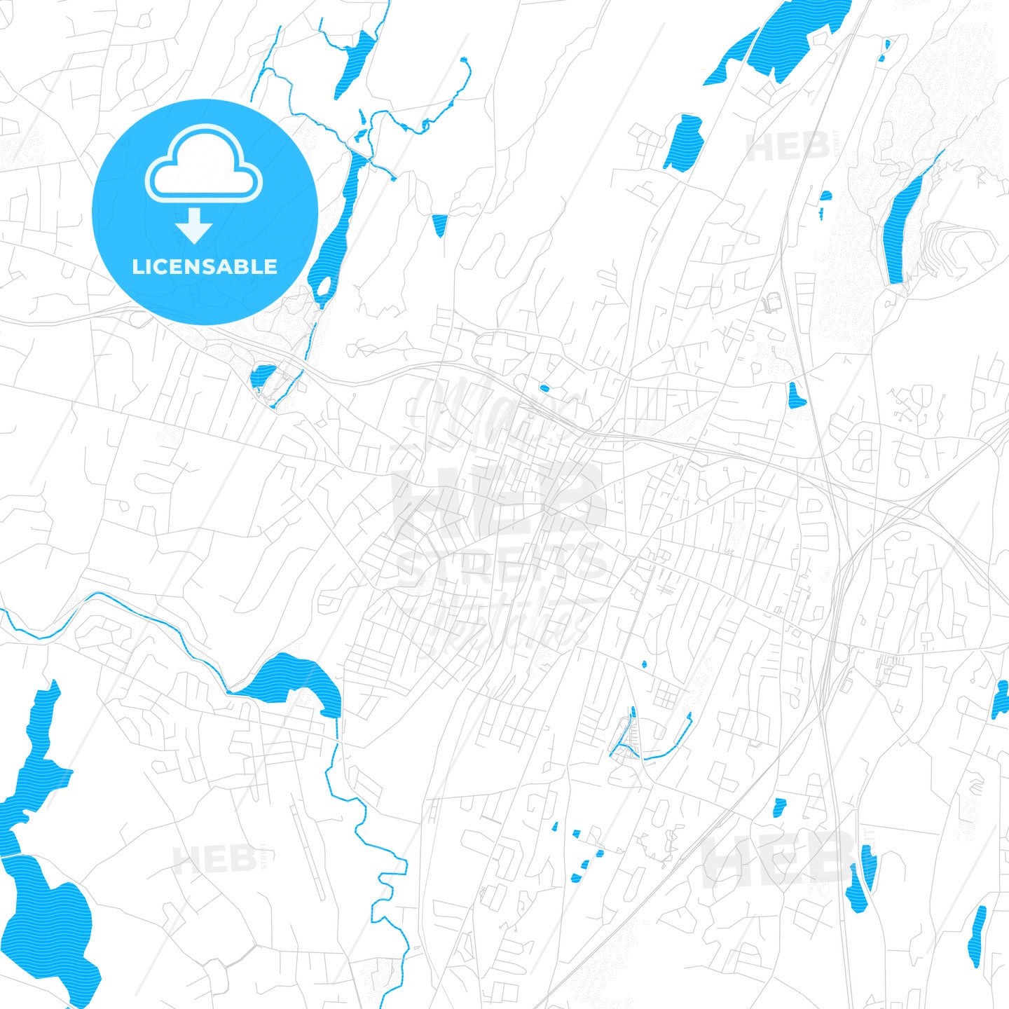 Meriden, Connecticut, United States, PDF vector map with water in focus
