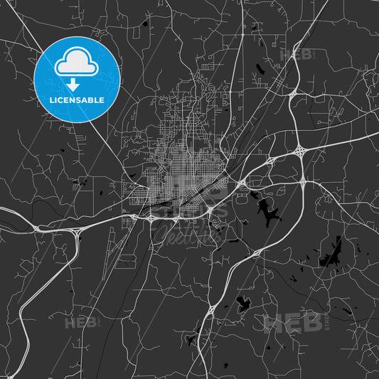 Meridian, Mississippi - Area Map - Dark