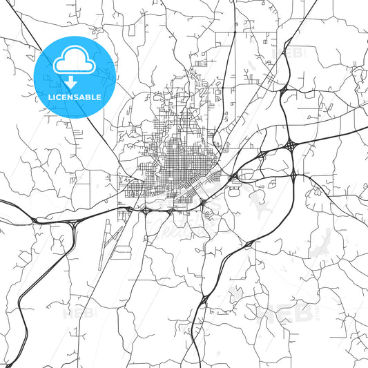 Meridian, Mississippi - Area Map - Light