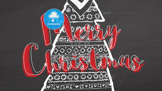 Merry Christmas ornaments on blackboard – instant download
