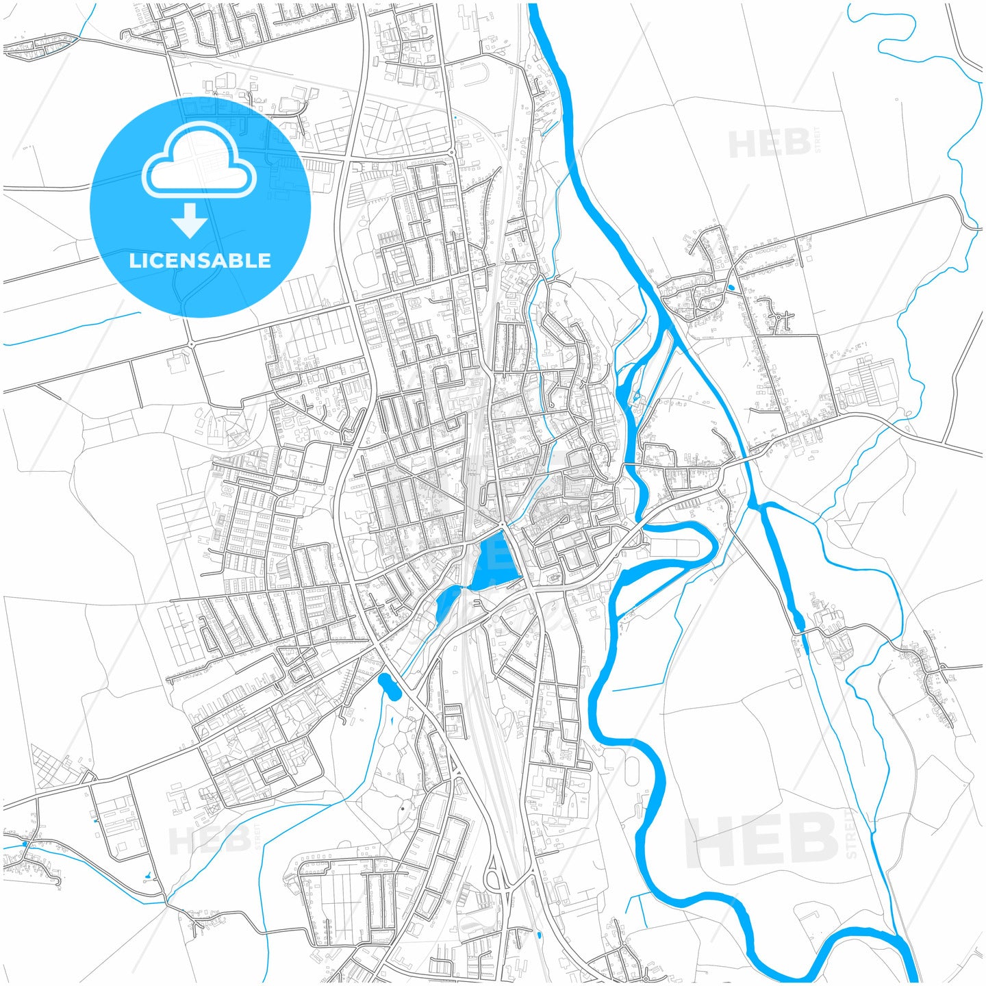 Merseburg, Saxony-Anhalt, Germany, city map with high quality roads.