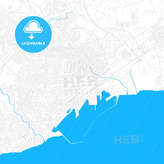 Mersin, Turkey PDF vector map with water in focus