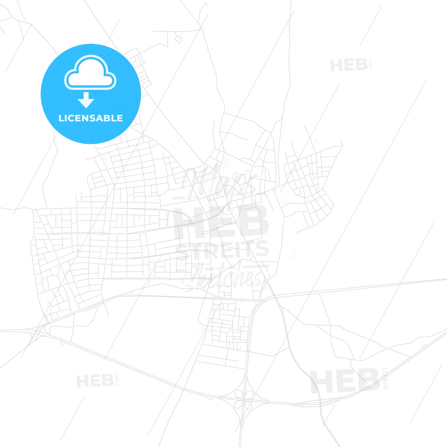 Merzifon, Turkey PDF vector map with water in focus