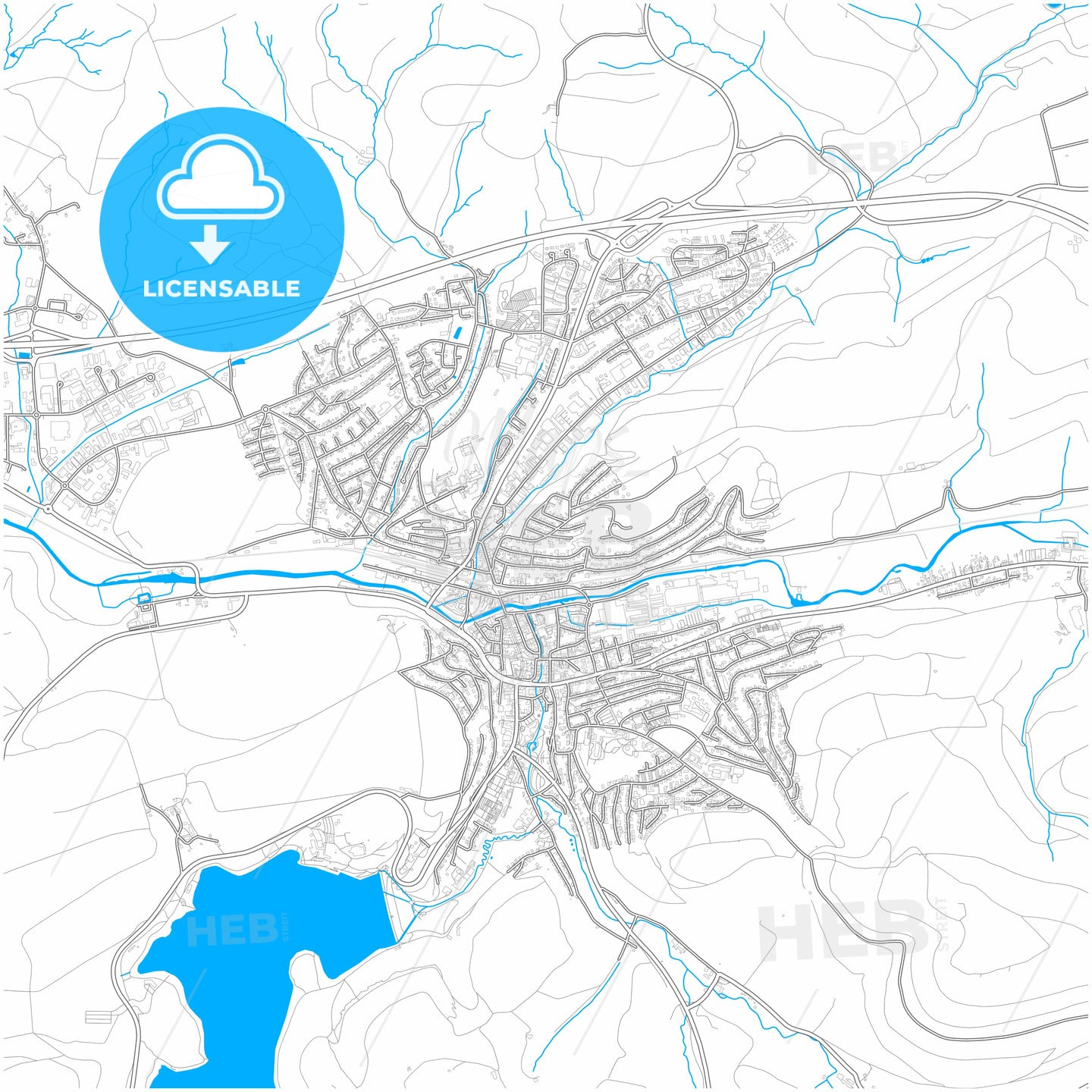 Meschede, North Rhine-Westphalia, Germany, city map with high quality roads.