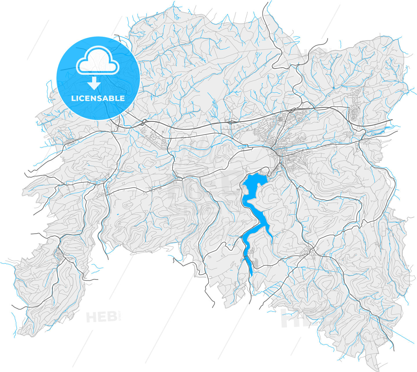 Meschede, North Rhine-Westphalia, Germany, high quality vector map