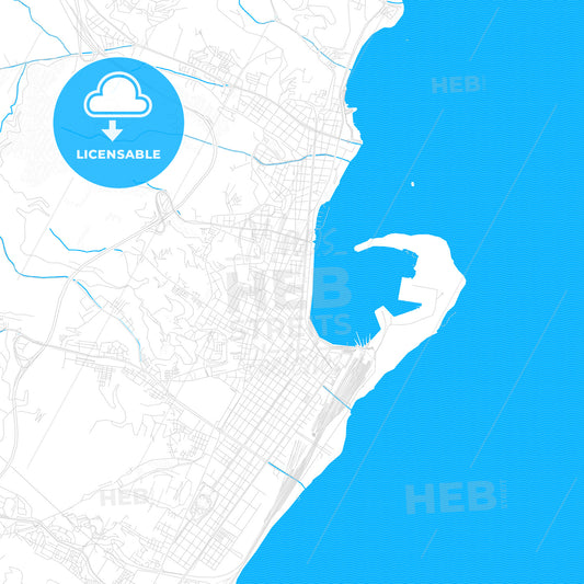 Messina, Italy PDF vector map with water in focus