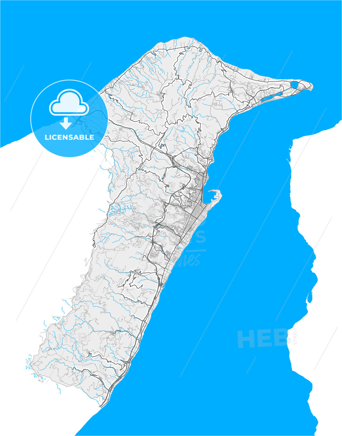 Messina, Sicily, Italy, high quality vector map