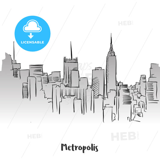 Metropolis Outline Silhouette Card Design – instant download
