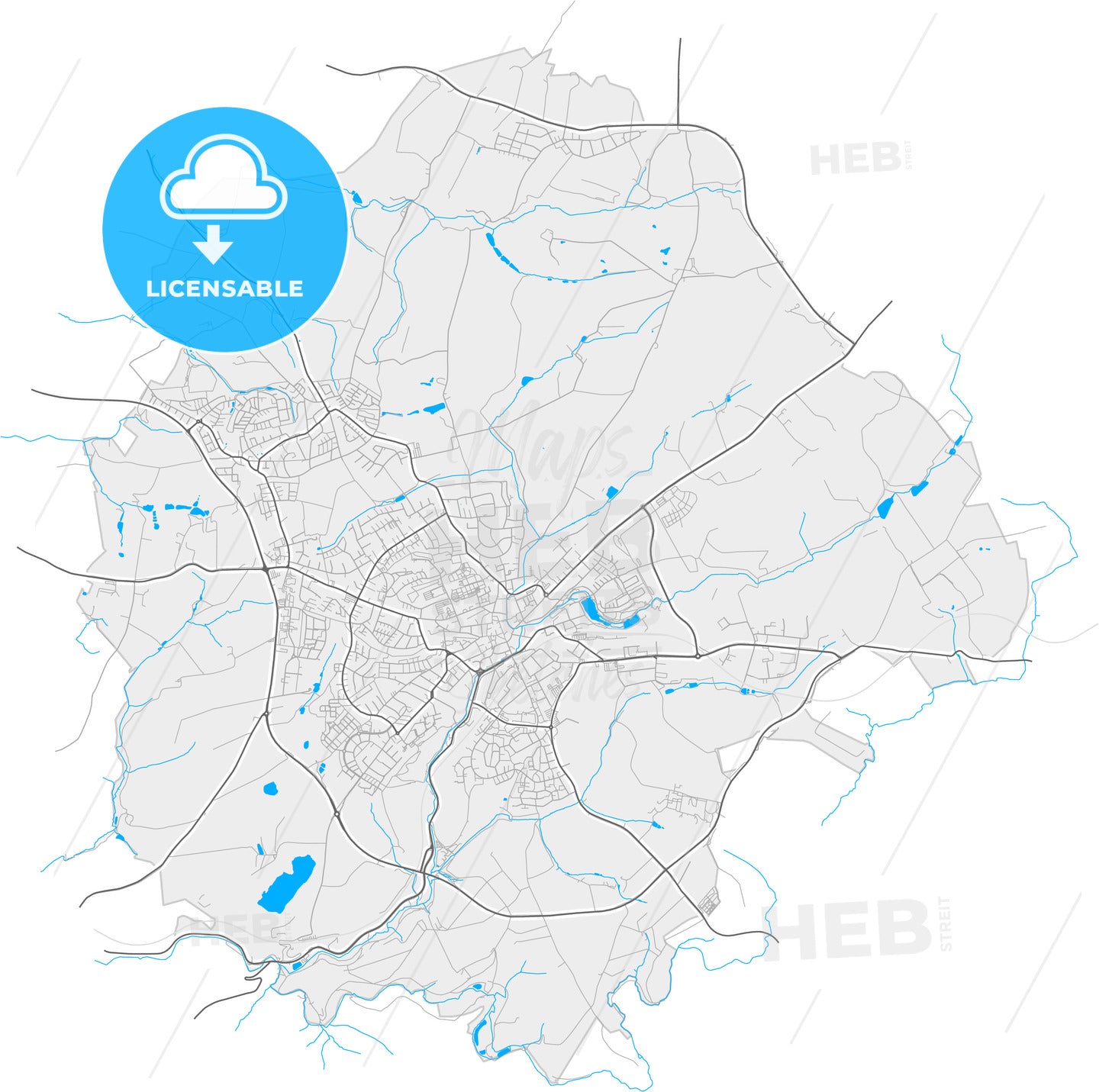 Mettmann, North Rhine-Westphalia, Germany, high quality vector map