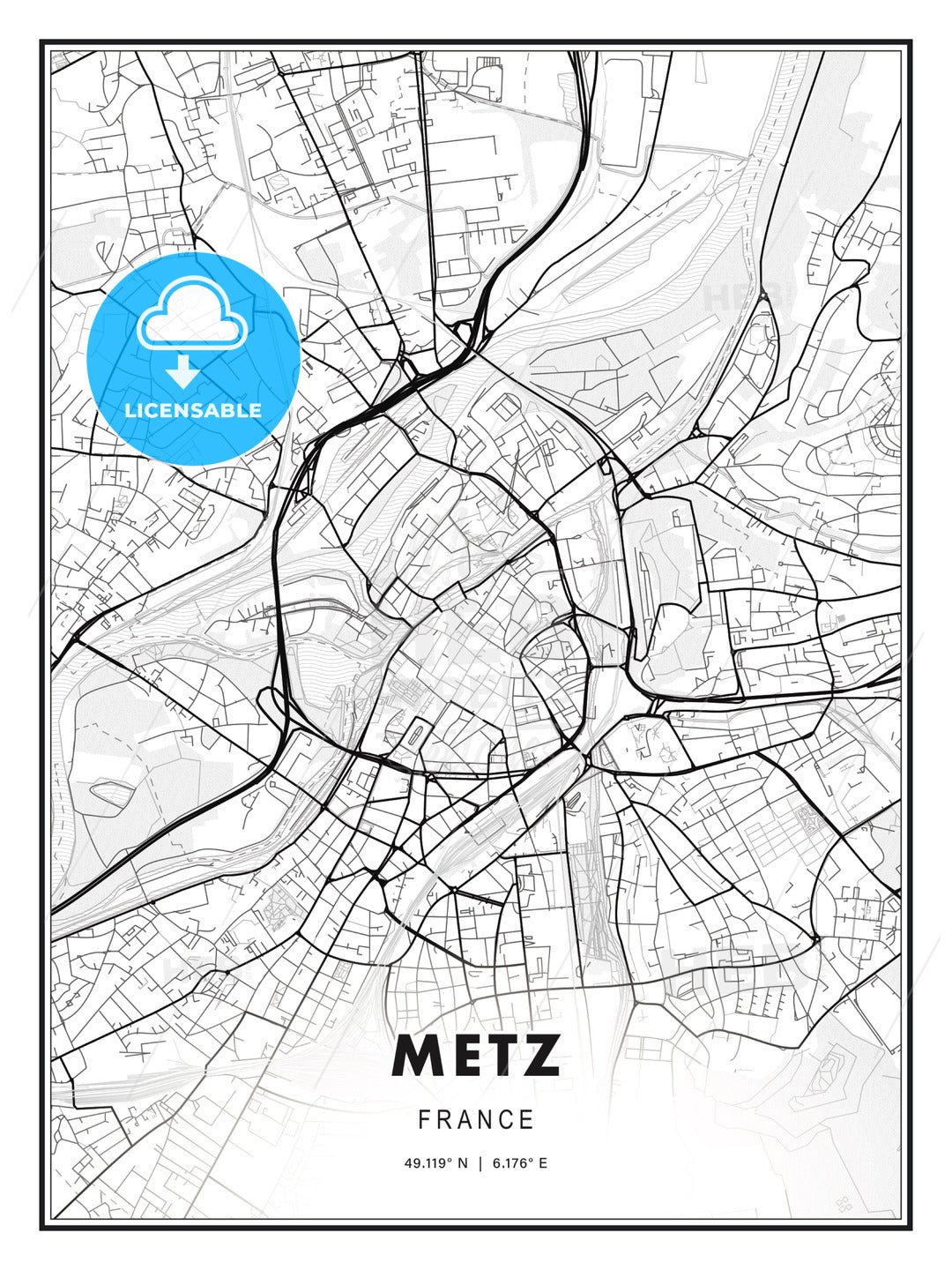 Metz, France, Modern Print Template in Various Formats - HEBSTREITS Sketches