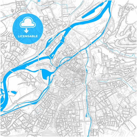 Metz, Moselle, France, city map with high quality roads.