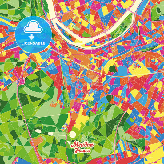 Meudon, France Crazy Colorful Street Map Poster Template - HEBSTREITS Sketches