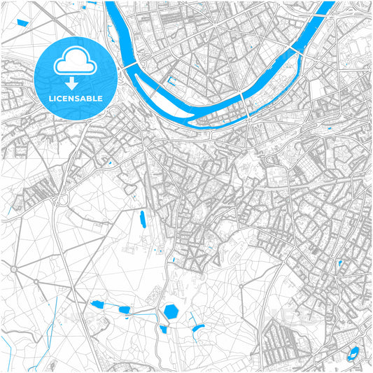 Meudon, Hauts-de-Seine, France, city map with high quality roads.