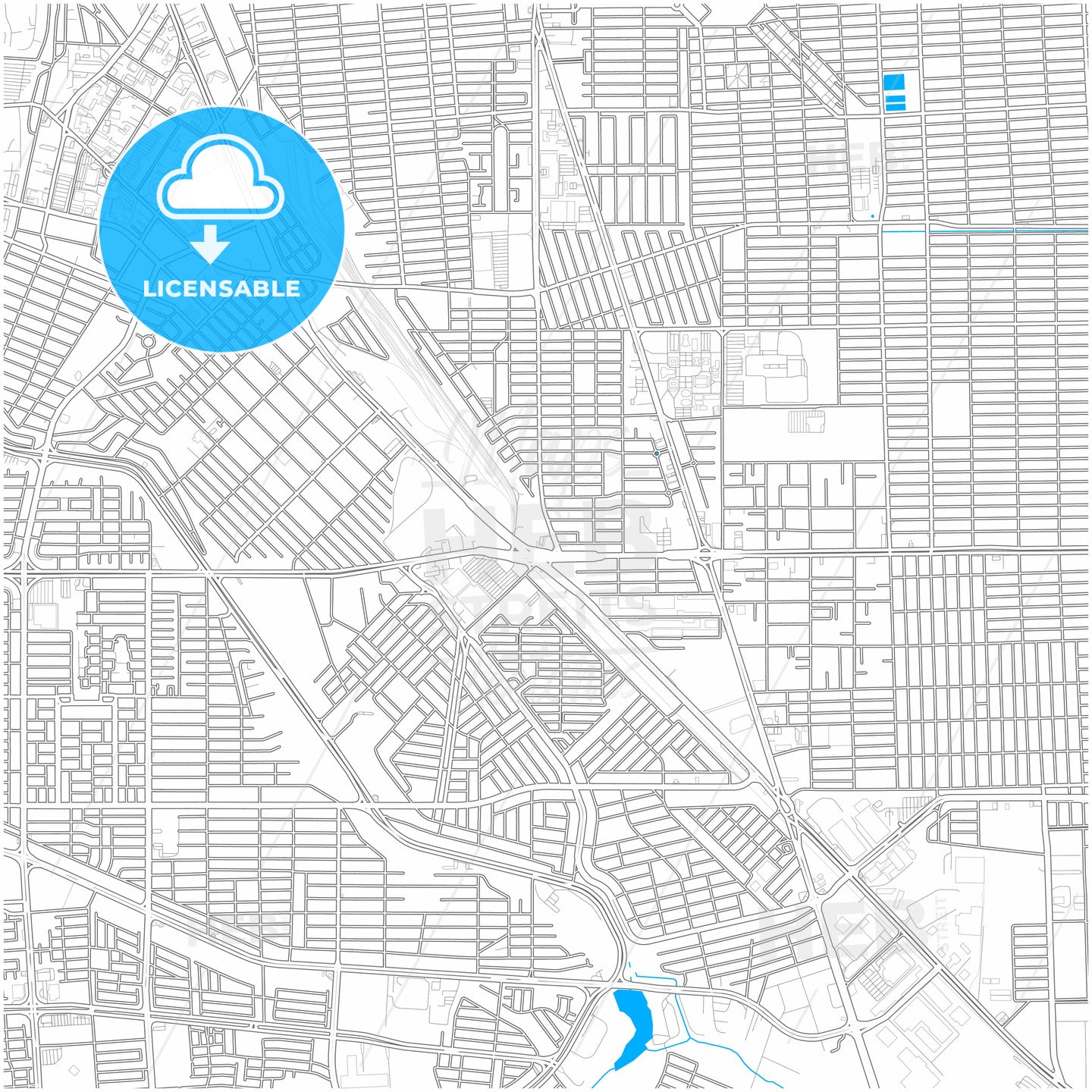 Mexicali, Baja California, Mexico, city map with high quality roads.