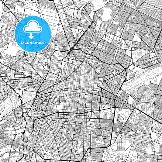 Mexico City downtown map, light