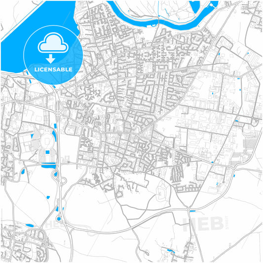 Meyzieu, Rhône, France, city map with high quality roads.