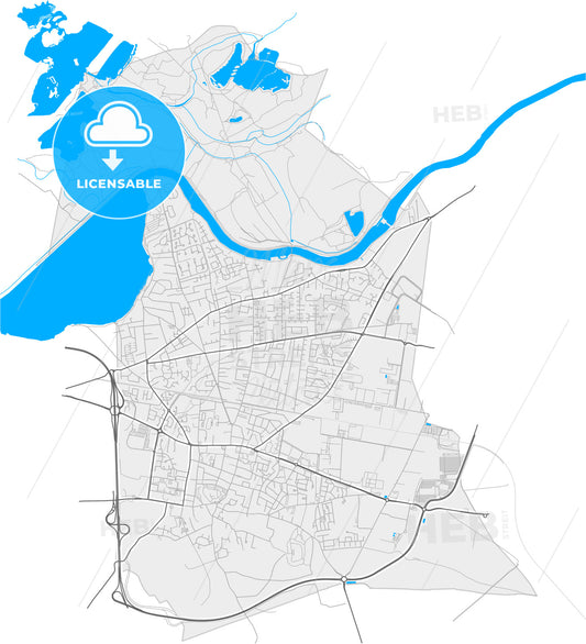 Meyzieu, Rhône, France, high quality vector map