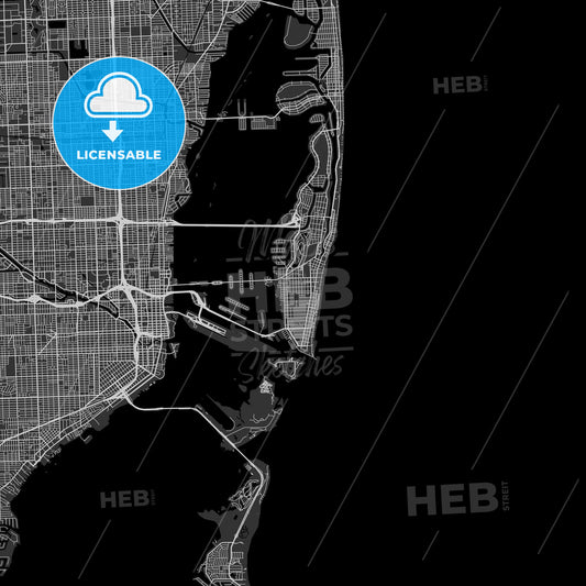 Miami Beach, Florida - Area Map - Dark