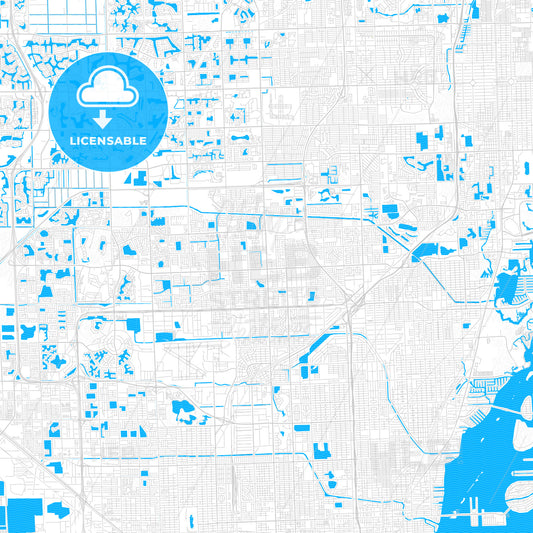 Miami Gardens, Florida, United States, PDF vector map with water in focus