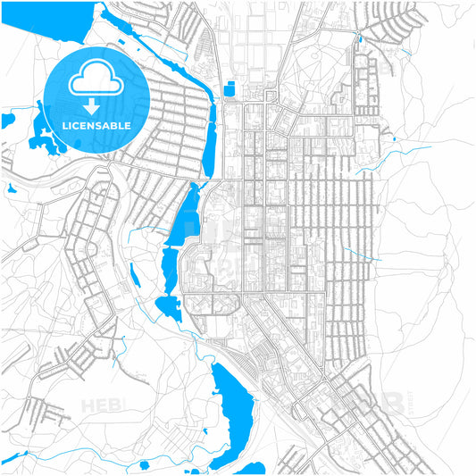 Miass, Chelyabinsk Oblast, Russia, city map with high quality roads.