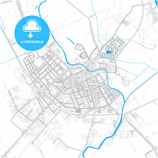 Michalovce, Košice Region, Slovakia, city map with high quality roads.