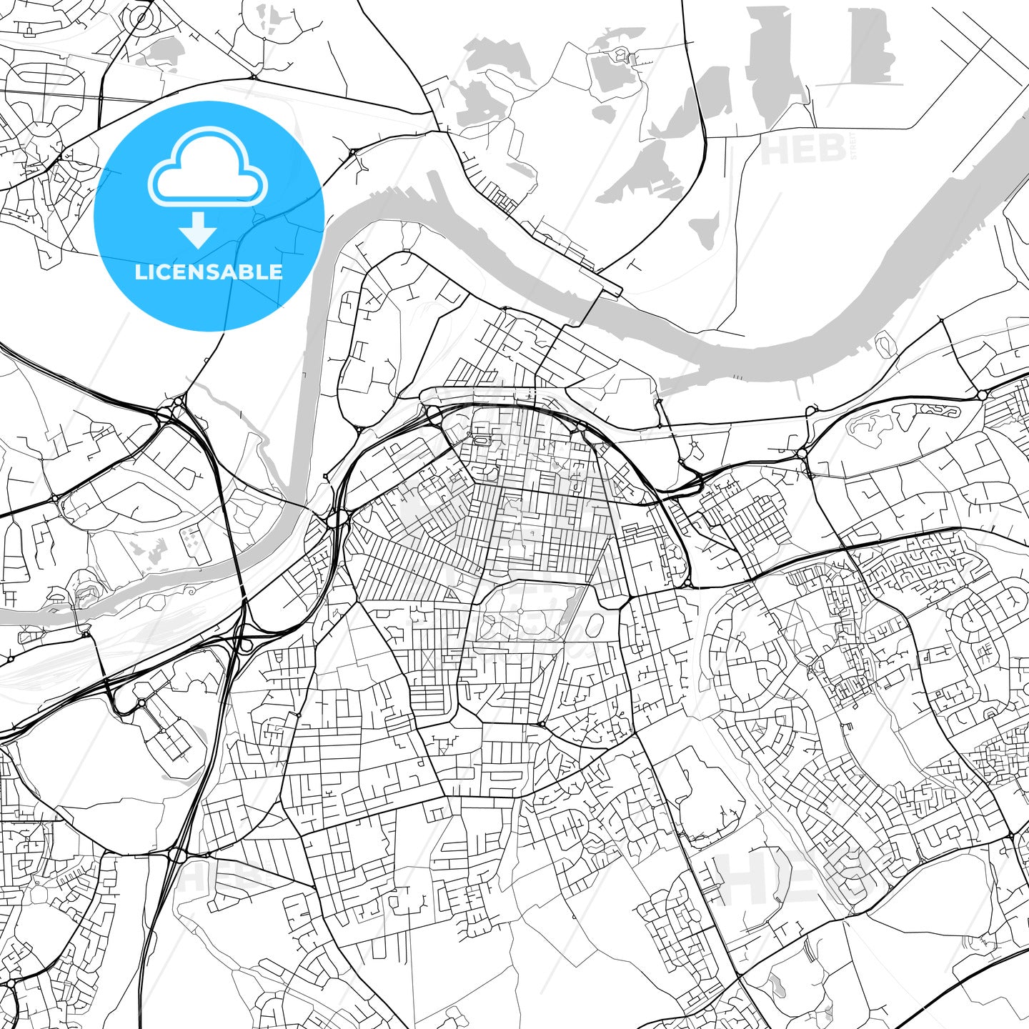 Hemingbrough Map Middlesbrough, England, Uk, Vector Map - Light – HEBSTREITS