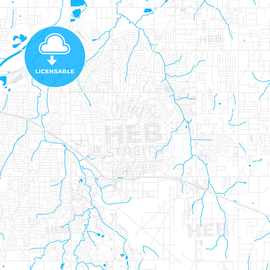Midwest City, Oklahoma, United States, PDF vector map with water in focus