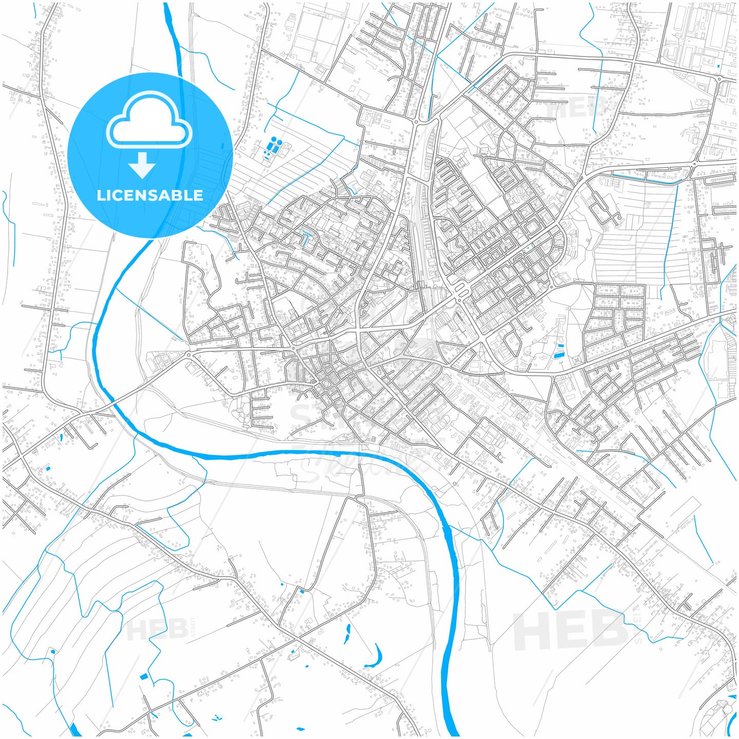 Mielec, Podkarpackie, Poland, city map with high quality roads.