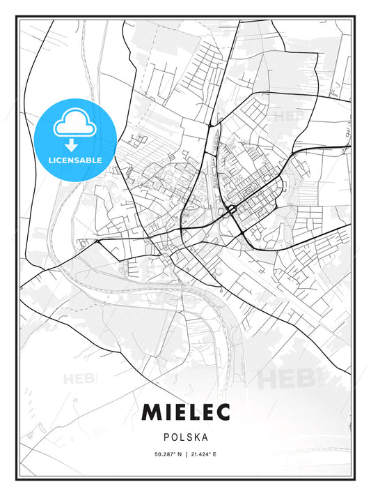 Mielec, Poland, Modern Print Template in Various Formats - HEBSTREITS Sketches