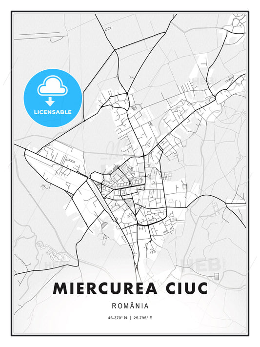 Miercurea Ciuc, Romania, Modern Print Template in Various Formats - HEBSTREITS Sketches