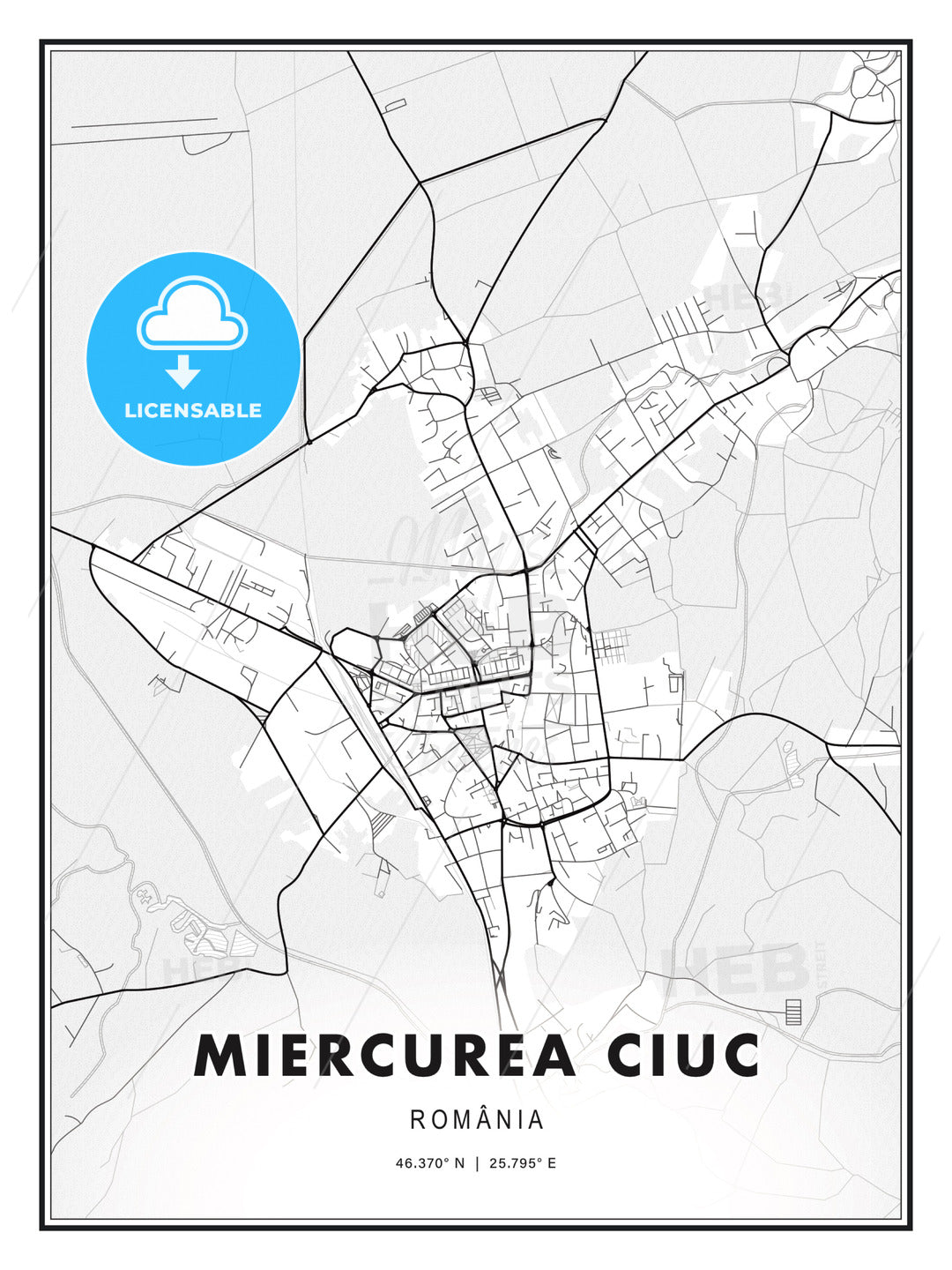 Miercurea Ciuc, Romania, Modern Print Template in Various Formats - HEBSTREITS Sketches