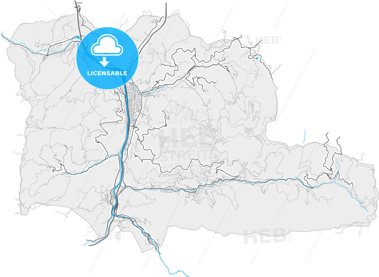 Mieres, Asturias, Spain, high quality vector map