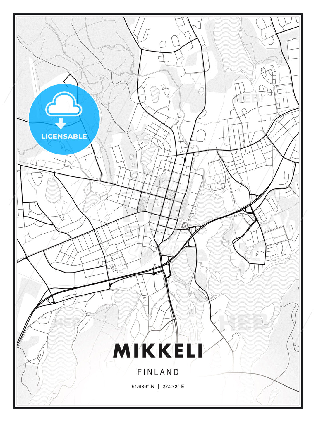 Mikkeli, Finland, Modern Print Template in Various Formats - HEBSTREITS Sketches