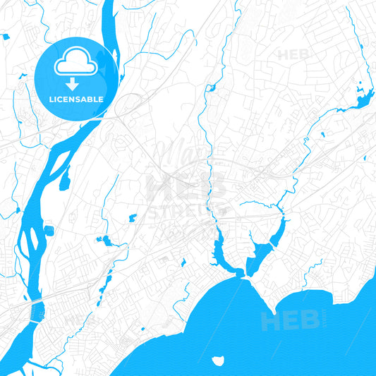 Milford, Connecticut, United States, PDF vector map with water in focus