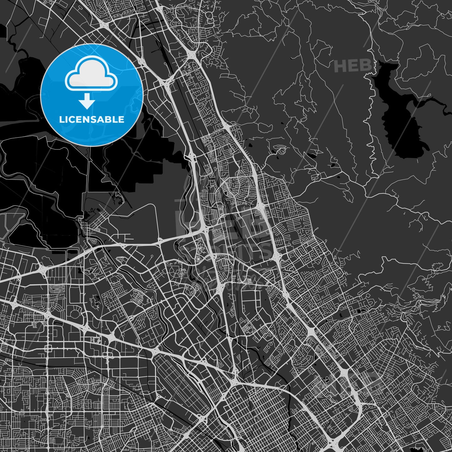 Milpitas, California - Area Map - Dark