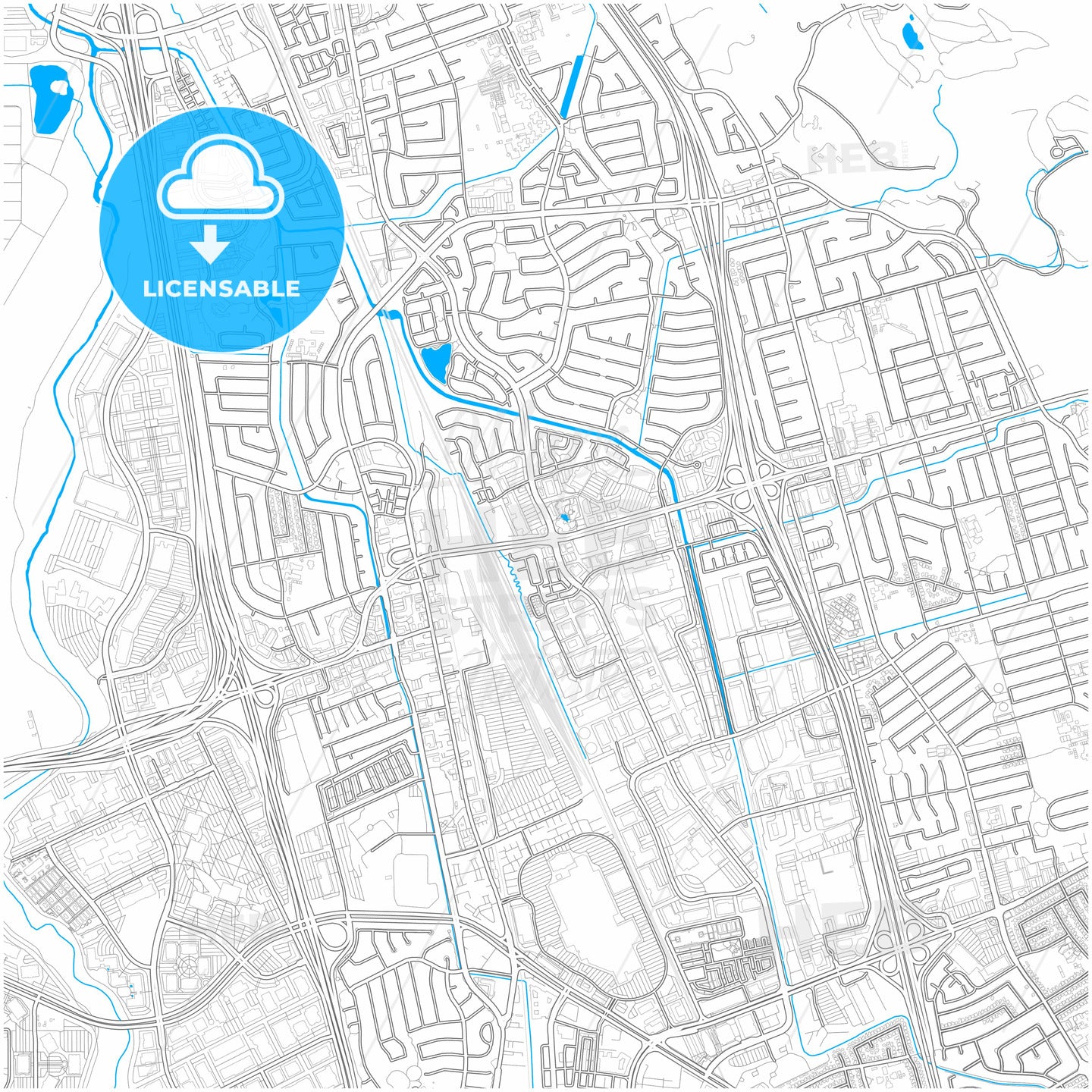 Milpitas, California, United States, city map with high quality roads.