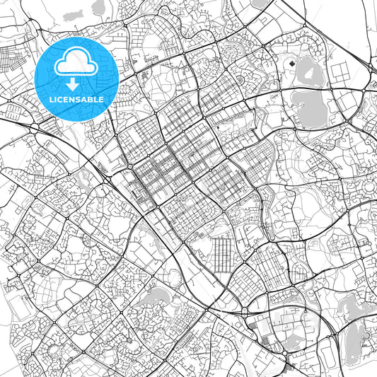 Milton Keynes, England, UK, Vector Map - Light