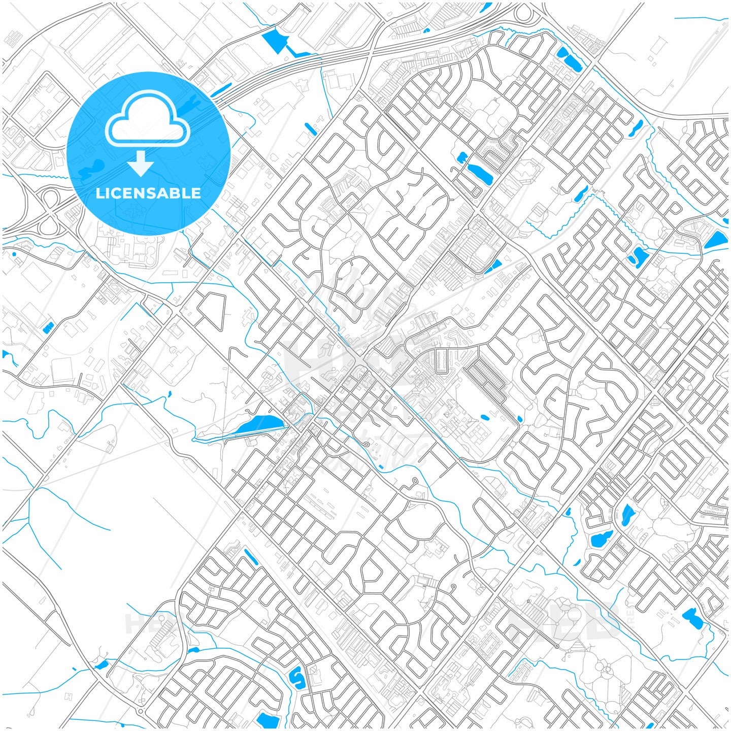 Milton, Ontario, Canada, city map with high quality roads.