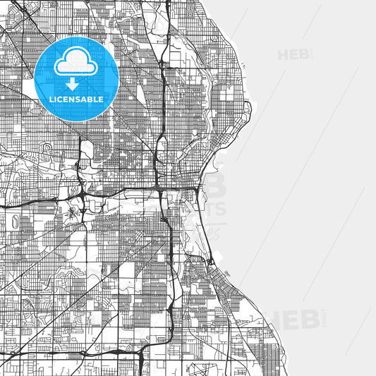 Milwaukee, Wisconsin - Area Map - Light