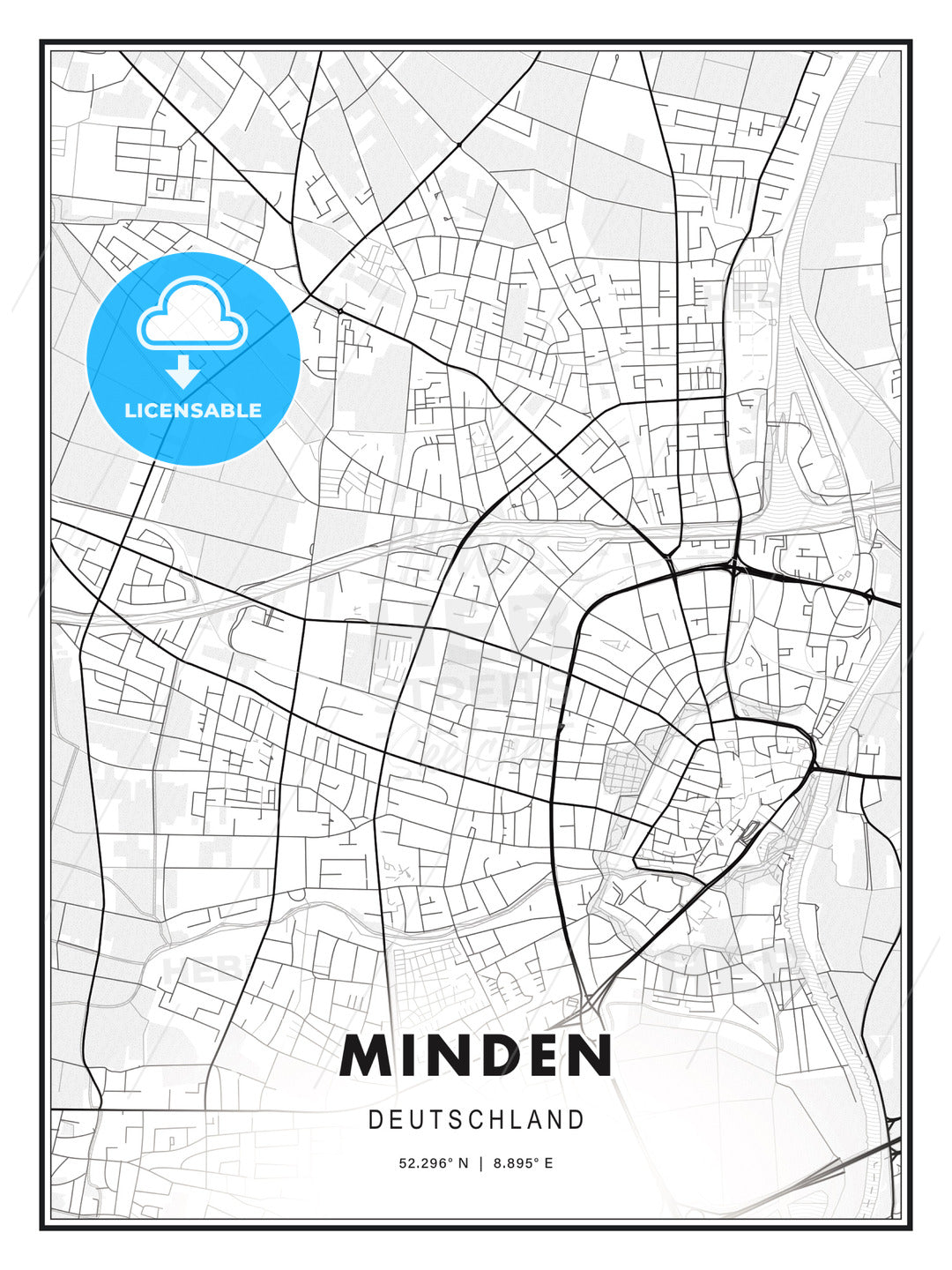 Minden, Germany, Modern Print Template in Various Formats - HEBSTREITS Sketches