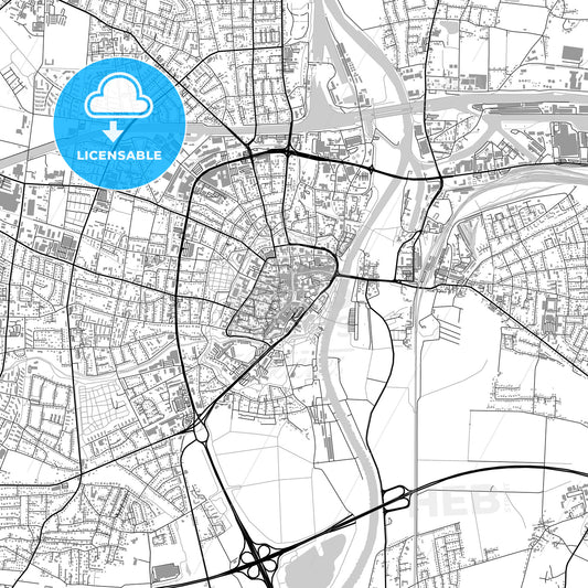 Minden, Germany, vector map with buildings