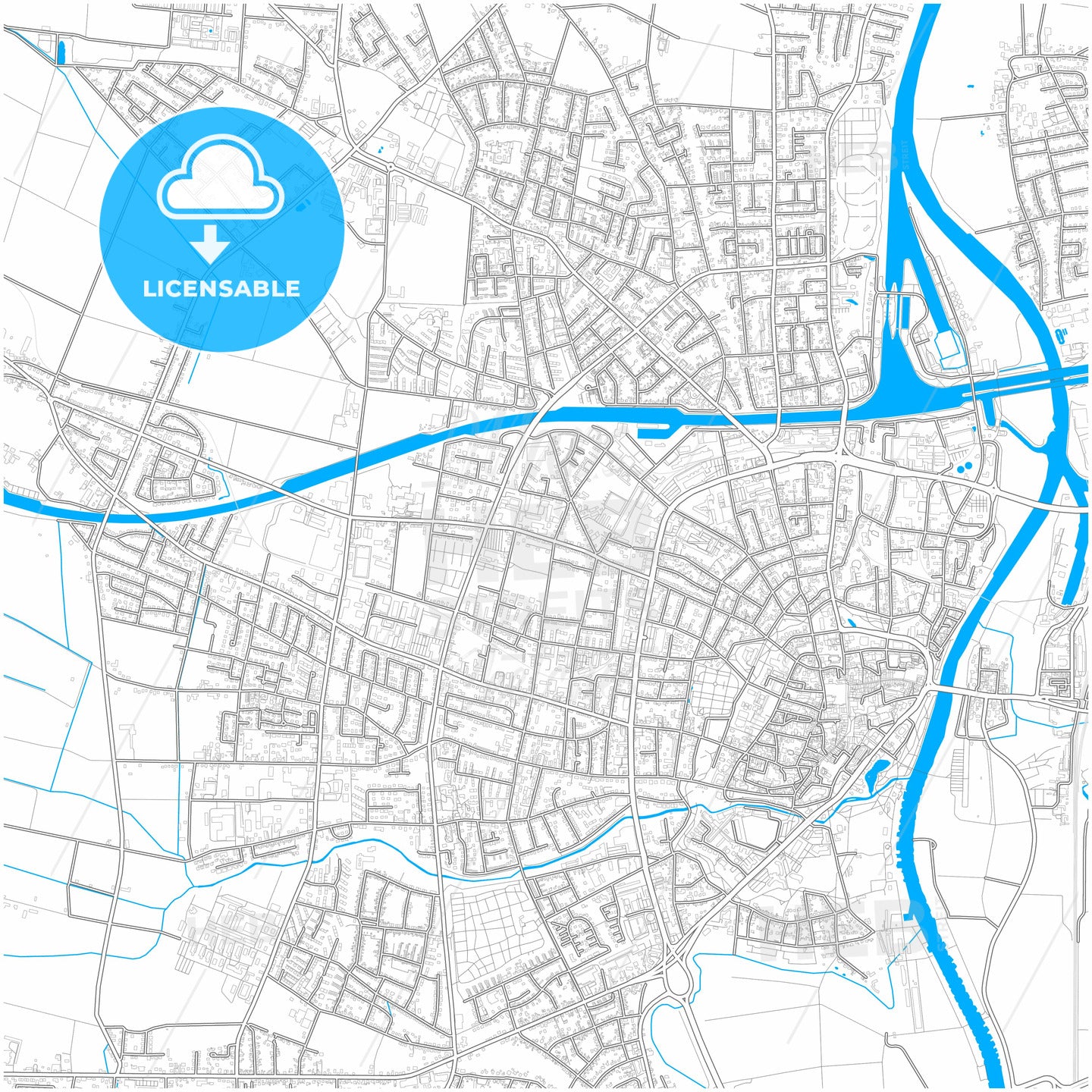 Minden, North Rhine-Westphalia, Germany, city map with high quality roads.