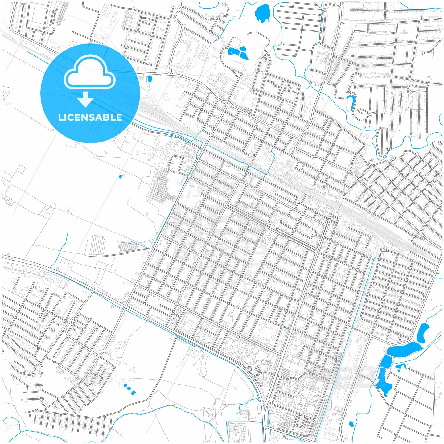 Mineralnye Vody, Stavropol Krai, Russia, city map with high quality roads.