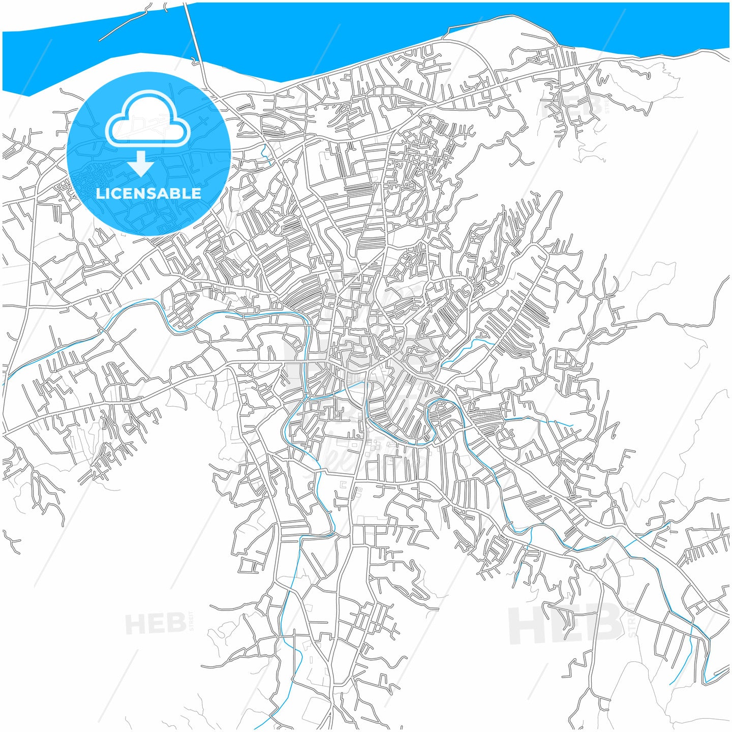 Mingora, Khyber Pakhtunkhwa, Pakistan, city map with high quality roads.