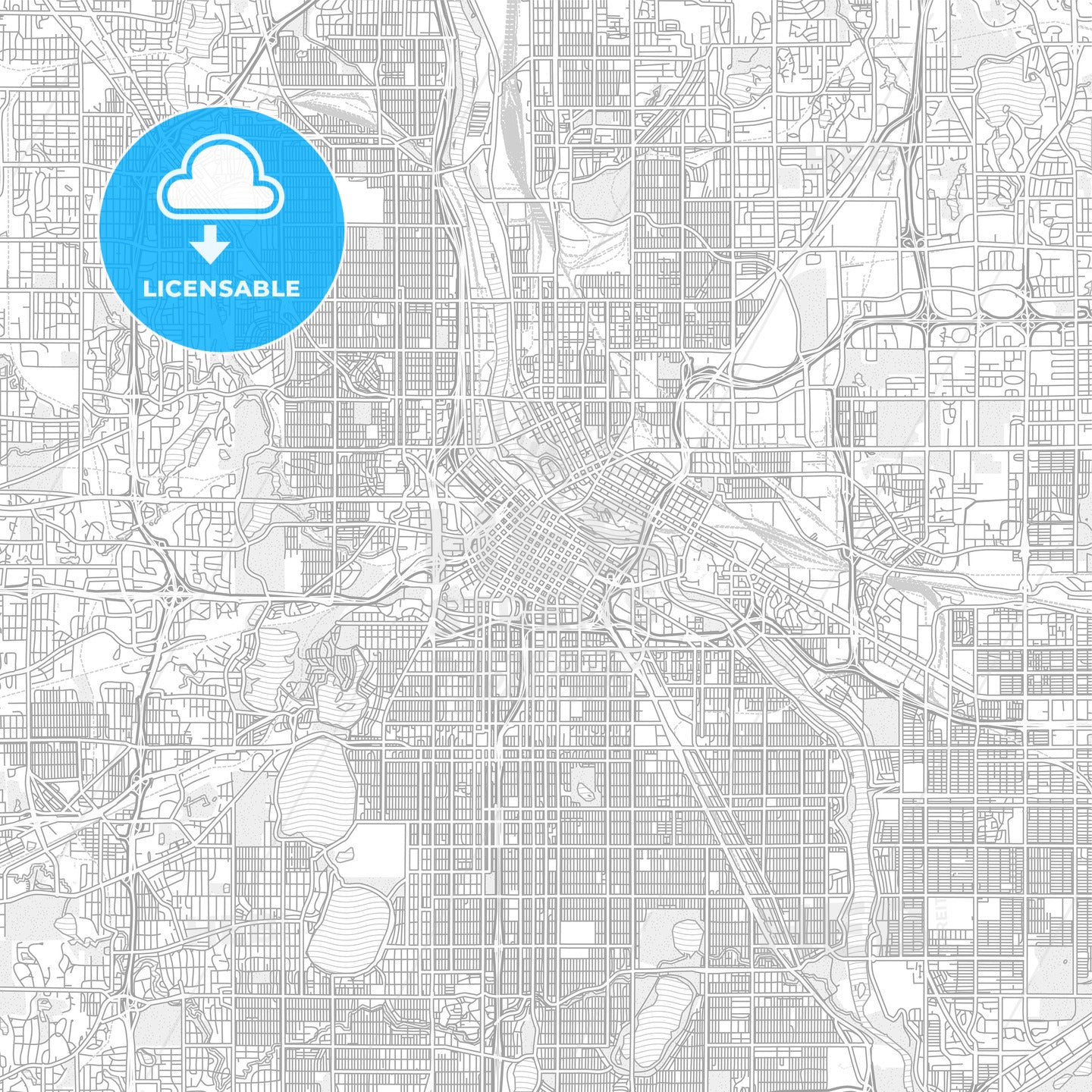Minneapolis, Minnesota, USA, bright outlined vector map