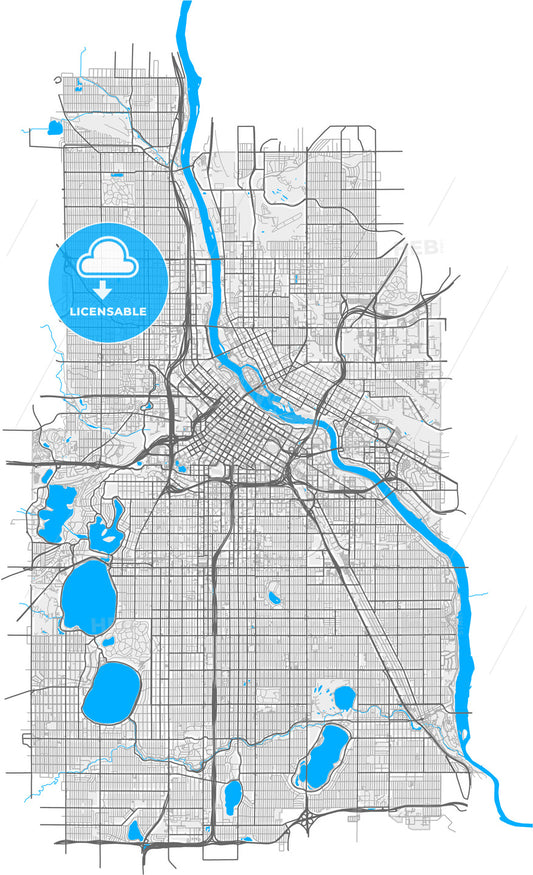 Minneapolis, Minnesota, United States, high quality vector map