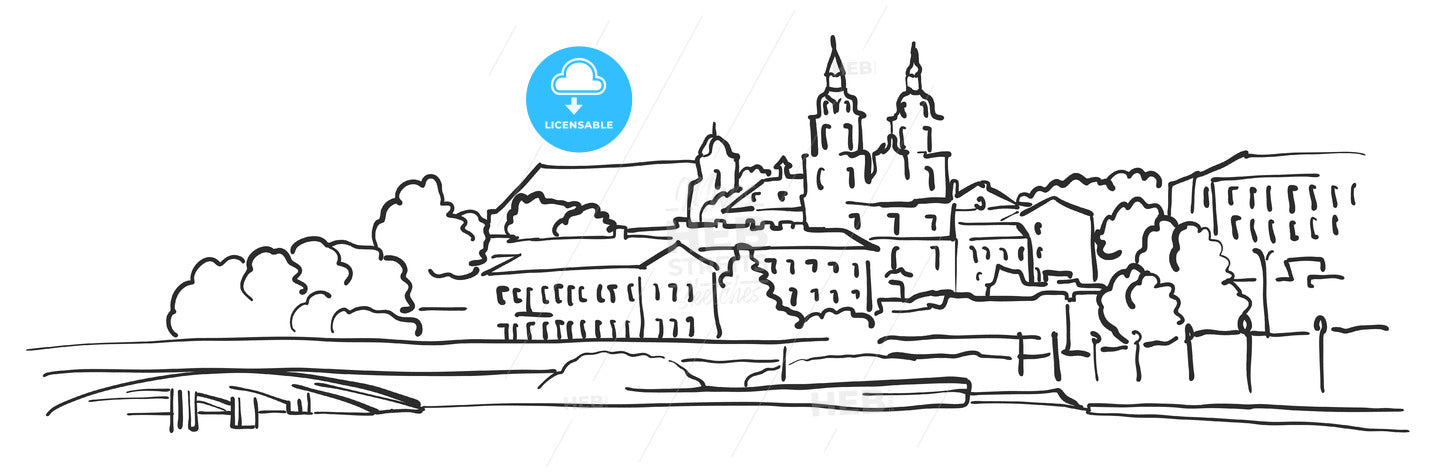 Minsk Belarus Panorama Sketch – instant download