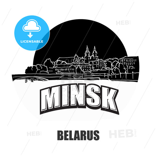 Minsk, Belarus, black and white logo – instant download