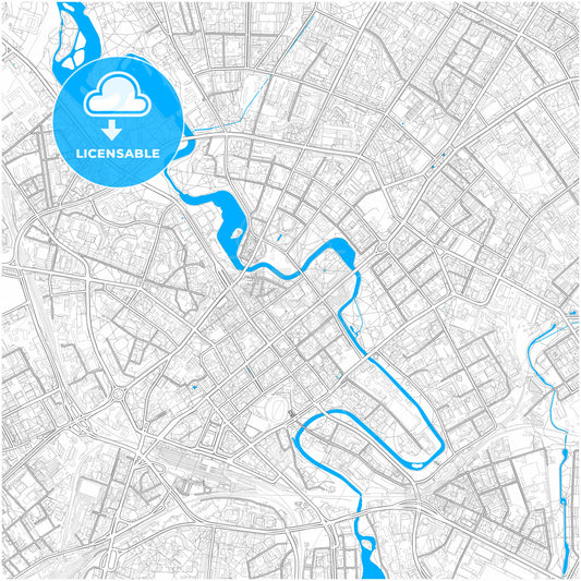 Minsk, Belarus, city map with high quality roads.