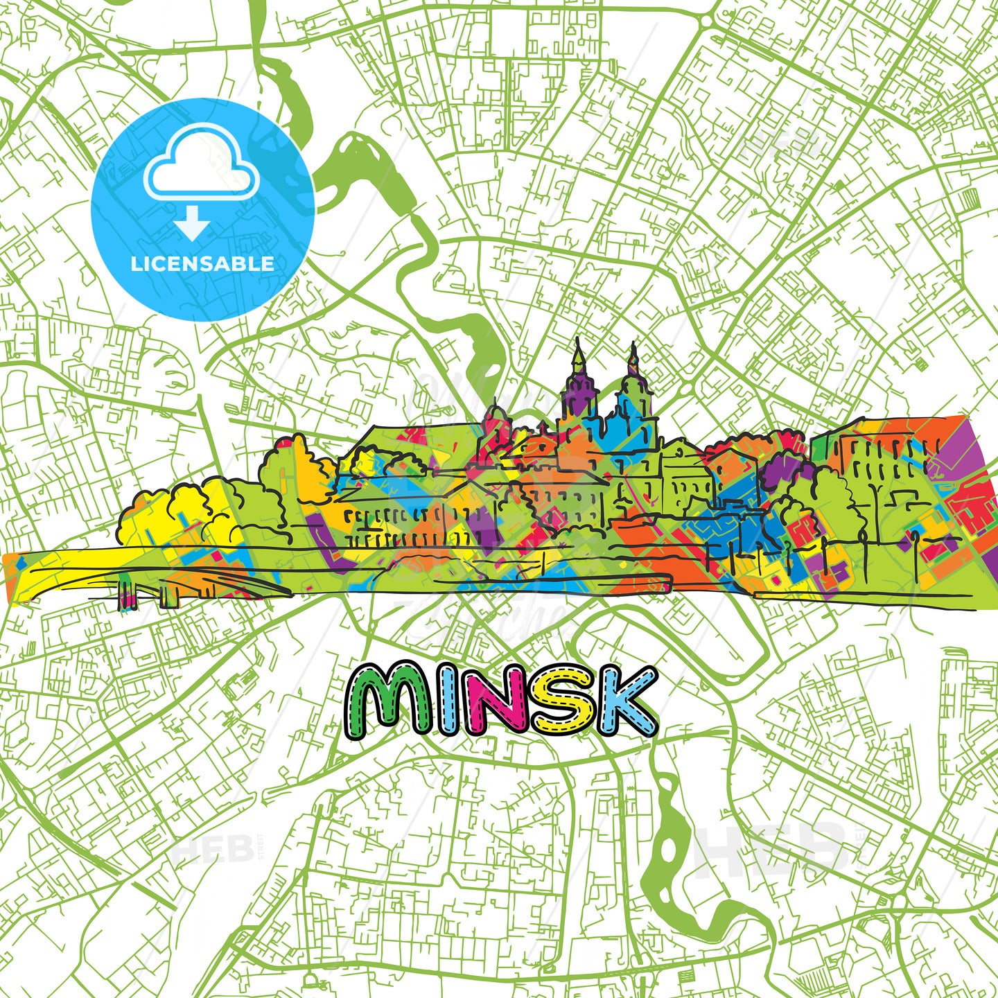 Minsk Travel Art Map
